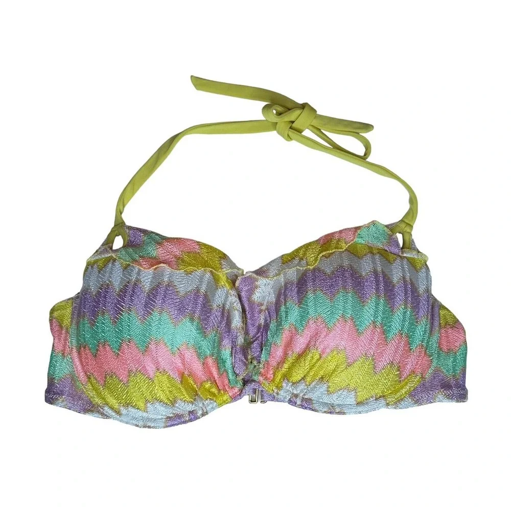 Womens Victorias Secret Zig Zag Chevron Print Knit Push Up‎ Bikini Top Size 36D